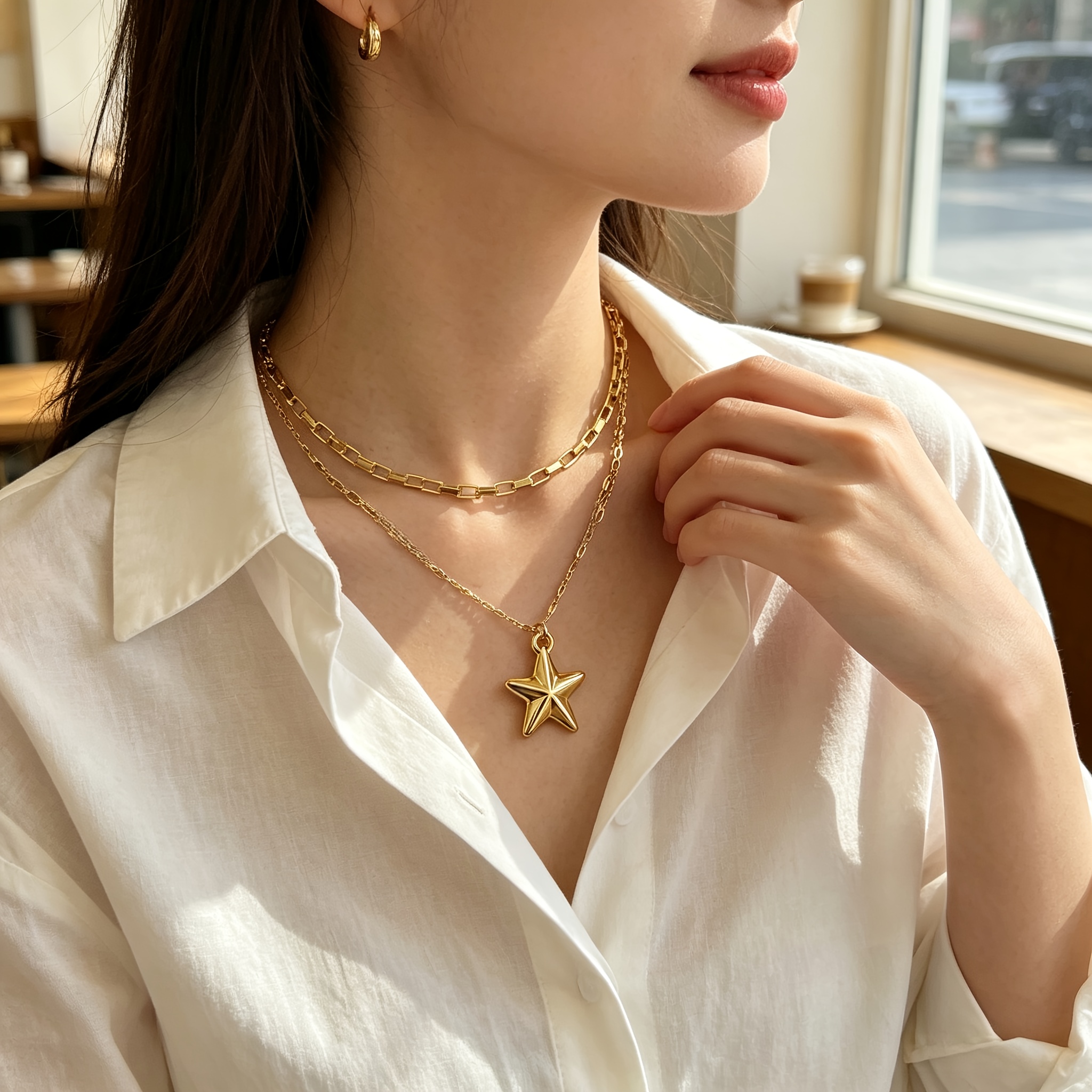 Women's Nautical Starfish Pendant Layered Necklace
